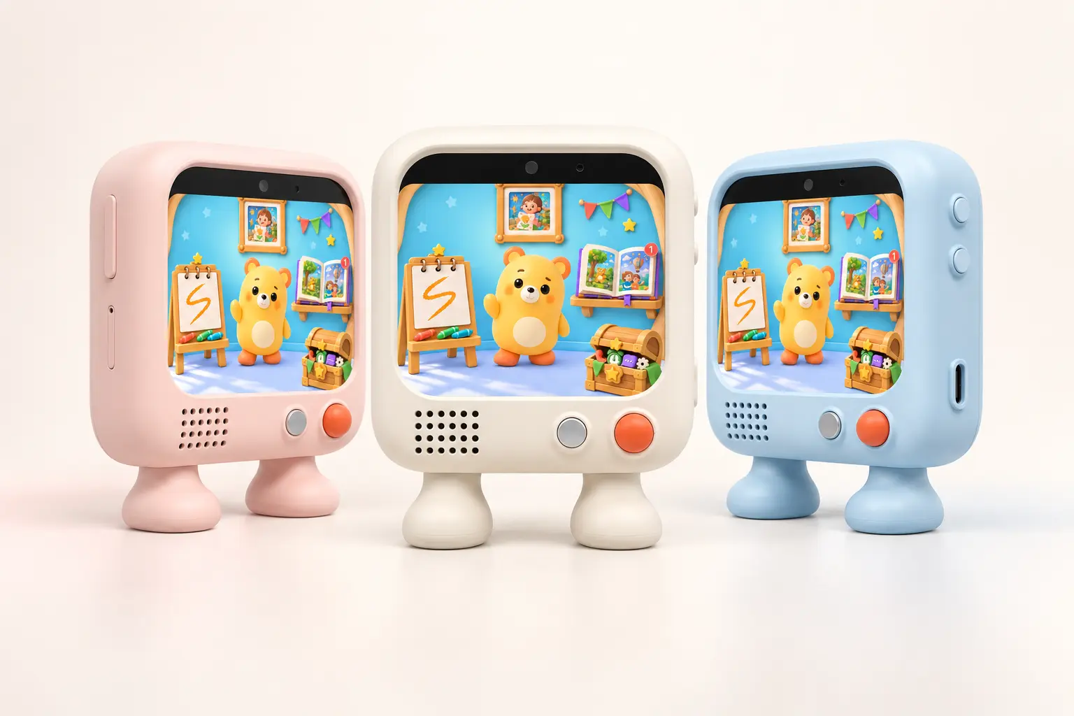 Bubu in warm white, soft pink, and soft blue
